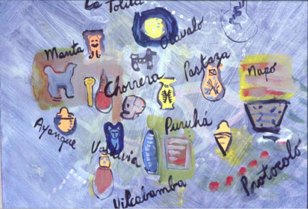 Pablo Barriga. De la serie Ecuador, mi país. 'De la serie Mapas'. Acrílico sobre madera. 180 X 120 cm 1992.