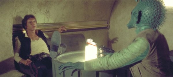 Fotograma de la escena de Han Solo y Greedo. Tomado de starwars.com